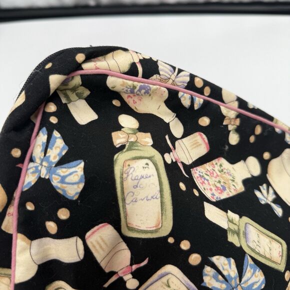 Trina Vintage Style Perfume Pattern Bow Cosmetic Bag Bow Travel - Picture 2 of 6